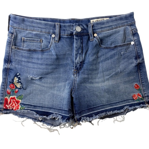 BlankNYC Pants - BlankNYC Hiker Short Blue Denim Cut Off Shorts Floral Butterfly Distressed Sz 30